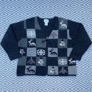 Vtg‎ Susan Bristol Womens Winter Cardigan Full Zip Size Large 90s